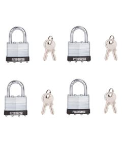 4-pack 15/16" x 1-1/2" Keyed-Alike Laminated Padlocks