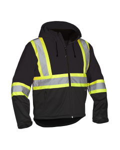 Black Re-Engineered Hi Vis Safety Softshell Jacket