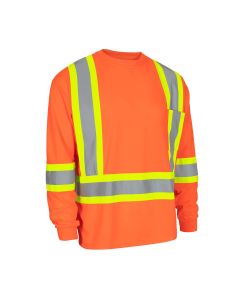 Forcefield Hi Vis Orange Birdseye Long Sleeve Crew Neck