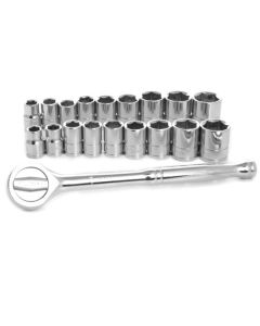 Performance Tool W38301 19-piece 3/8-inch Drive 6 Point Socket Set